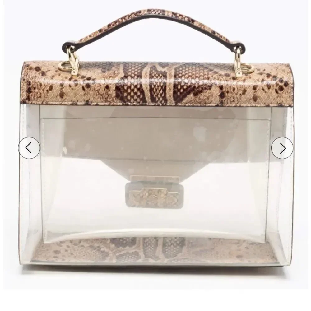 Michael KORS Beige / Brown Python Embossed Leather/ PVC Sloan Top Handle Bag